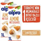Alpro Şekersiz Badem Sütü 2x1L - Laktozsuz, Glutensiz, Vegan, Kalsiyum ve Vitamin Kaynağı, Belçika Üretimi