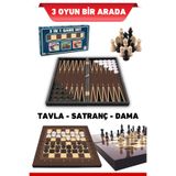 Alpsan Lotus Platin Üçlü Oyun Seti (Tavla-Dama-Satranç) Büyük Boy