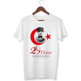 Alpşan Ticaret 29 Ekim Tişört Cumhuriyet Bayramı T-Shirt 101. Yıl Atatürk - 12 Yaş - 001 - Beyaz