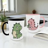 Alpşan Ticaret Dinozor Temalı Sevgili Kupası | Sevimli Karikatür Ikili Kupa | Romantik Hediyelik Bardak Seti - 010 - Beyaz - 0 - 499 ml