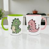 Alpşan Ticaret Dinozor Temalı Sevgili Kupası | Sevimli Karikatür Ikili Kupa | Romantik Hediyelik Bardak Seti - 2 Adet - 0 - 499 ml