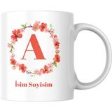 Alpşan Ticaret Isme Özel Baskılı Kupa Isim Baş Harfi Kişiselleştirilebilir Özel Kupa Bardak Içi ve Kulbu Kırmızı - 1 Adet - 300 ml