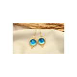 alpsilverart El İşi Mavi Topaz Taşlı Gümüş Küpe | Otantik Kadın Takı 925 Ayar