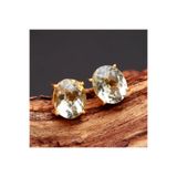 alpsilverart Kadınlar İçin Minimal Tasarım Yeşil Ametist Taşlı 925 Ayar Gümüş Küpe