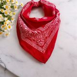 Als Accessories Kadın Kırmızı Renk Etnik Desenli %100 Koton Bandana, Saç Bandı - Standart