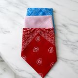 ALS Tasarım Dünyası Kadın Kırmızı, Pembe ve Mavi Renk Etnik Desenli 3'lü %100 Koton Bandana, Saç Bandı - Kırmızı - Pembe - Mavi