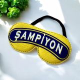 ALS Tasarım Dünyası Sarı Lacivert Şampiyon Yazılı Uyku Bandı %100 Kotondur - Sarı - Lacivert