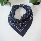 ALS Tasarım Dünyası Siyah Renk Denizci Desenli %100 Koton Bandana - 55 - 55