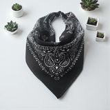 ALS Tasarım Dünyası Siyah Renk Içi Beyaz Etnik Desenli %100 Koton Bandana