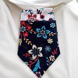 ALS Tasarım Dünyası Siyah ve Beyaz Ikili Çiçekli %100 Koton Bandana - 55 x 55 cm - Siyah - Beyaz