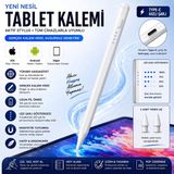 Als Yeni Model Şarjlı Tablet Kalemi Type-C – Ipad, Android ve Dokunmatik Ekran Uyumlu | Hassas Aktif Stylus Kalem | 2 Yedek Uçlu - Beyaz