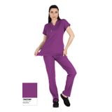 Alsancak Üniforma Byzantium Mor Likralı İnce Kumaş Scrubs Doktor Hemşire Forması Yarasa Kol Cerrahi Takım (Arma Hediyeli)