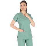 Alsancak Üniforma Çağla Yeşili Likralı Kalın Esnek Kumaş Doktor Hemşire Forması Yarasa Kol Cerrahi Takım
