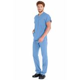 Alsancak Üniforma Erkek Alaskan Blue Likralı Ince Kumaş Scrubs Doktor Hemşire Forması Yarasa Kol Cerrahi Takım (Arma Hediyeli)