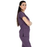 Alsancak Üniforma Mürdüm Likralı Ince Kumaş Scrubs Doktor Hemşire Forması Yarasa Kol Cerrahi Takım