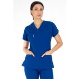 Alsancak Üniforma Saks Mavi Likralı Ince Kumaş Scrubs Doktor Hemşire Forması Yarasa Kol Cerrahi Takım