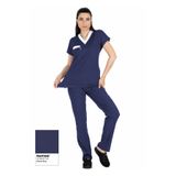 Alsancak Üniforma Sorumlu Hemşire Forması - Patriot Blue Likralı İnce Kumaş Scrubs Forma Takımı (Arma Hediyeli)