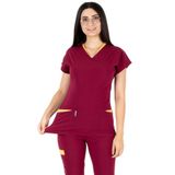 Alsancak Üniforma Twin Flex Bordo Likralı Doktor Hemşire Forması Takımı