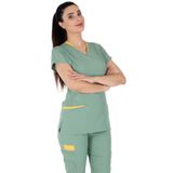 Alsancak Üniforma Twin Flex Çağla Yeşili Likralı Ince Kumaş Doktor Forması Ve Hemşire Forması Takımı