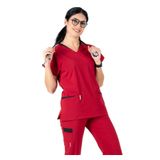 Alsancak Üniforma Twin Flex Kırmızı Likralı Ince Kumaş Doktor Forması Ve Hemşire Forması Takımı