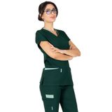 Alsancak Üniforma Twin Flex Koyu Yeşil Likralı Ince Kumaş Doktor Forması Ve Hemşire Forması Takımı