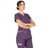 Alsancak Üniforma Twin Flex Mürdüm Likralı Ince Kumaş Doktor Forması Ve Hemşire Forması Takımı
