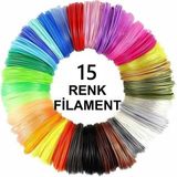 Alseka 3D Kalem Yazıcı Için 150METRE 15 Renk (15 x 10 Metre) Pla Filament