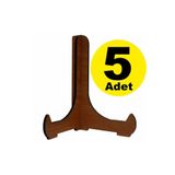 ALSHOP Çerçeve Tabak Teşhir Ayağı Stand Ahşap Stand 9.5cmx11cm Şövalye Ceviz 5 Adet