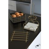 Alsı Home Servis Sunum Seti ve Ekmek Sepeti Havluluk Peçetelik Nihale Ekmeklik Altın Gold 4'lü Çeyiz Set