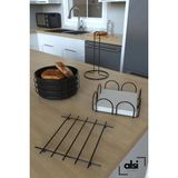 Alsı Home Sunum Seti Ekmeklik Havluluk Peçetelik Nihale Dolu Parlak Paslanmaz 4lü Mutfak Set - Siyah