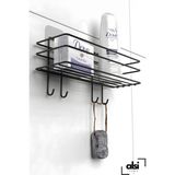 Alsı Home Yapışkanlı 4 Kancalı Banyo Rafı Mat Siyah Banyo Şampuanlık Duşakabin Duş Askısı