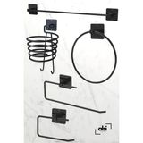 Alsı Home Yapışkanlı 5 Li Siyah Uzun Havlu Askısı Fön Askısı Wc Kağıtlık Rulo Havluluk Askı Banyo Seti