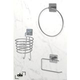 Alsi Home Yapışkanlı Gümüş Fön Askısı Wc Kağıtlık ve Yuvarlak Havluluk Banyo Mutfak 3'lü Set