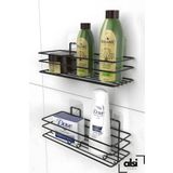 Alsı Home Yapışkanlı Siyah Banyo Düzenleyici Banyo Aksesuar Şampuanlık Duşakabin Rafı Askılık 2 Li Set