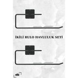 Alsi Home Yapışkanlı Siyah Rulo Havluluk 2’li Set Mutfak Banyo Havluluğu Peçetelik Yapışkanlı Çok Amaçlı Banyo Mutfak Askısı