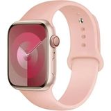 Alstrap Apple Watch 11-10 (42MM) 9 8 7 (41MM) 6 5 4 SE(40MM) Uyumlu Silikon Kordon Kayış - Pink Sand