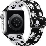 Alstrap Apple Watch 11-10 42MM Seri 4-5-6-7-8-9 Uyumlu 38-40-41MM Kumaş Elastik Kordon Kayış - Watch 10 42mm 38 40 41mm - Siyah - Beyaz