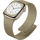 Alstrap Apple Watch 11-10 46MM 9 8 7 45MM Se 6 5 4 44 Ultra 49MM Uyumlu Manyetik Silikon Deri Dokulu Kordon - Açık Kahverengi