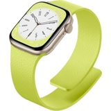 Alstrap Apple Watch 11-10 46MM 9 8 7 45MM Se 6 5 4 44 Ultra 49MM Uyumlu Manyetik Silikon Deri Dokulu Kordon - Sarı