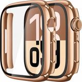 Alstrap Apple Watch 11-10 Uyumlu 46MM Kasa + Ekran Koruyucu Tam Kapsama Darbe Emici Kılıf - Rose Gold - Watch 11 10 (46mm)