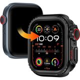 Alstrap Apple Watch 6 5 4 Se (44MM) Uyumlu Ultra Görünümlü Metal Kılıf Kasa Koruyucu - Siyah