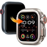 Alstrap Apple Watch 6 5 4 Se (44MM) Uyumlu Ultra Görünümlü Metal Kılıf Kasa Koruyucu - Titaniyum