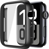 Alstrap Apple Watch 9 8 7 Uyumlu 41MM Kasa + Ekran Koruyucu Tam Kapsama Darbe Emici Kılıf - Siyah - 9 8 7 (41mm)