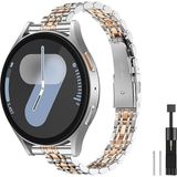 Alstrap Samsung Galaxy Watch 7 6 5 4 Uyumlu Paslanmaz Çelik Ince Slim Rolex Tasarım Kordon - Gümüş - Rose Gold