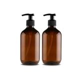 Alsun home 2'li Amber Cam görünümlü Sıvı Sabun Bulaşık Deterjanı Şişesi Sabunluk 500ml plastik şişe