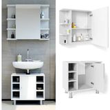 Alt Üst Lavabo Dolabı Lavabo Altı ve Lavabo Üstü Dolap 2 Li Set Lavabo Dolabı 60 cm Genişliğinde ayaklı 64cm Yüksekliğinde - Beyaz