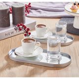 altabi Aynalı Sunum Tepsisi – Gümüş Çerçeveli 12 x 30 cm 2 Adet Ister Tepsi / Ister Duvar Aynası - Siyah - Servis