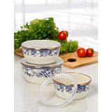 altabi Blue Life 3'lü Emaye Saklama Kabı Seti (14-16-18 Cm) - 1 lt - Mavi