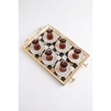 altabi Çay Takımı 6 Kişilik Seramik Tabaklı Çay Bardağı + Çay Tabağı + Çay Tepsisi - 6 Adet - 120 ml