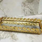 Altabi Mini Aynalı Sunum Tepsisi 12x24 CM Gold Renk